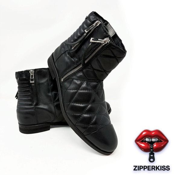 Zadig & Voltaire Black Quilted Leather Ankle Boots - Picture 2 of 6